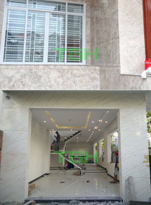 gạch ốp tường mặt tiền 